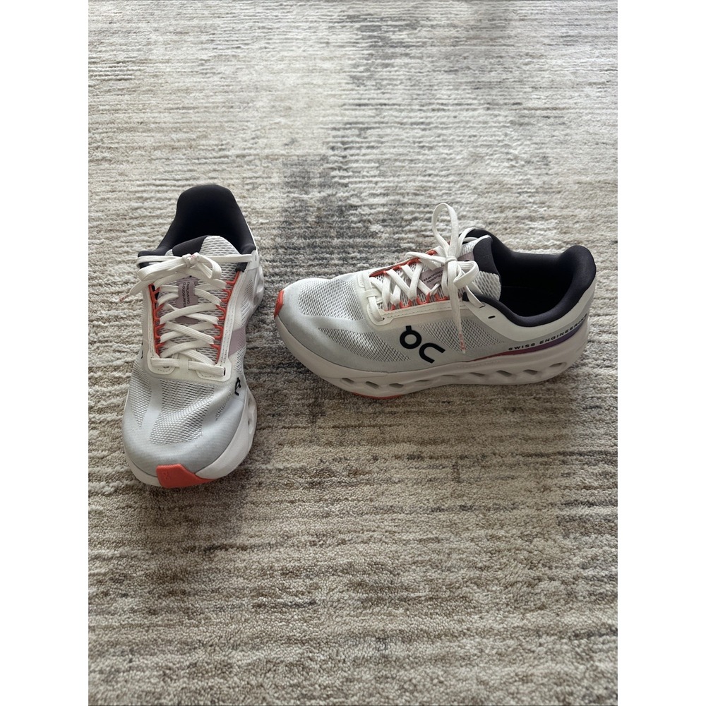 On Cloud Shoes Women White/Orange Sz 7.5 Cloudsurfer Next Flame Running Cloudtec
